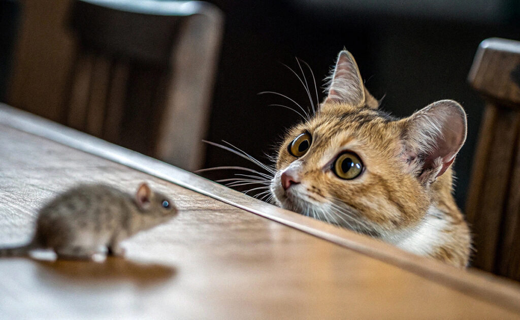 Kun jij je kat leren knaagdieren het huis uit te jagen? 1 apprendre chat chasser 062314 1200 738